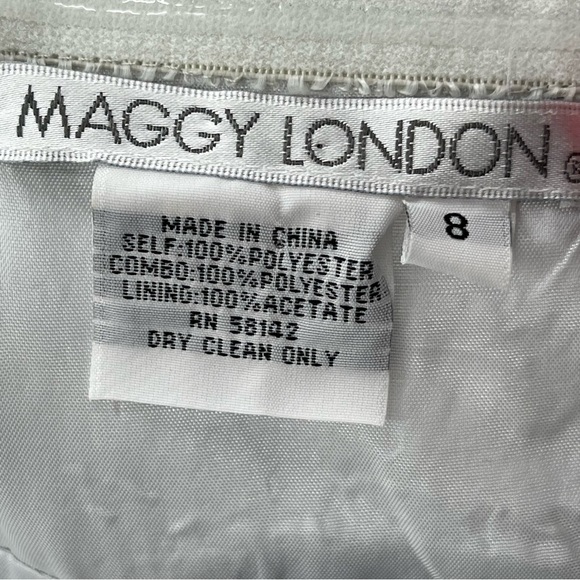 Maggie London Light Grey Silver Halter Tie Faux Wrap Chiffon Mini Dress Size 8 - Picture 4 of 5